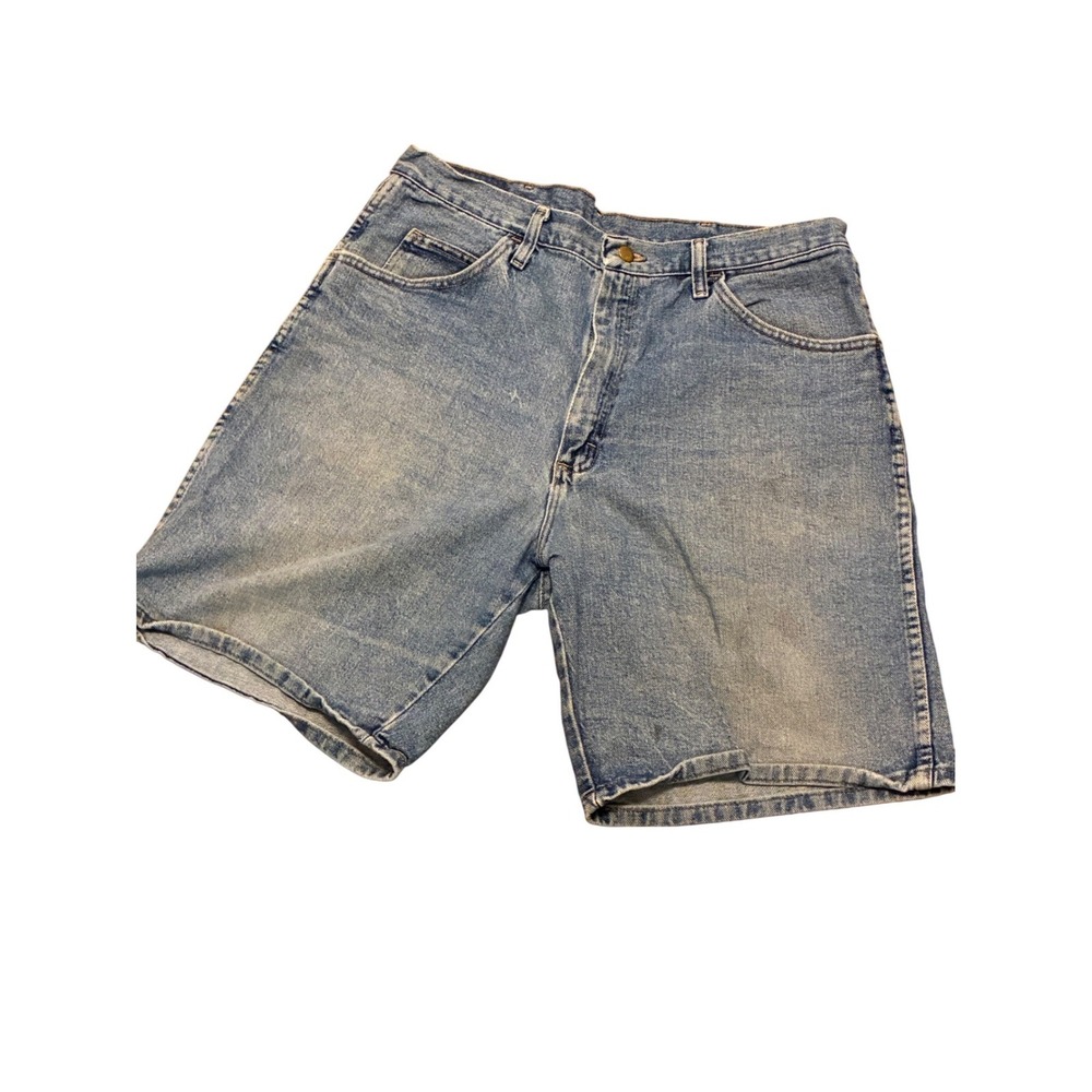 Vintage Wrangler Mens Light Wash Denim Jean Shorts Relaxed Fit Blue 35 Waist